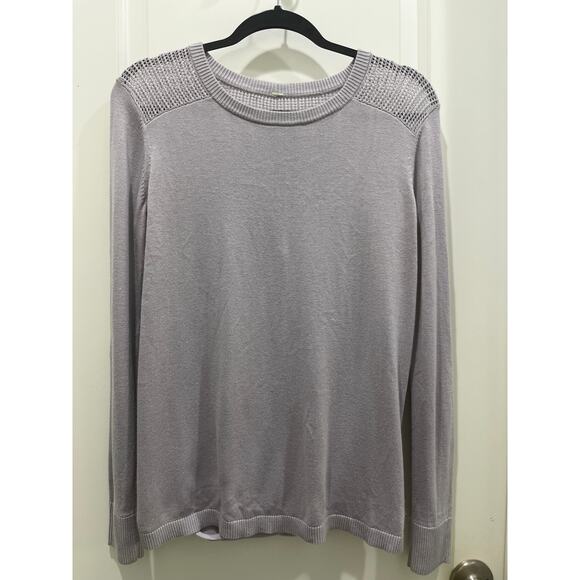 Lululemon Back to Balance Long Sleeve Cashmere Sweater Iced Iris Sz M - Picture 2 of 10